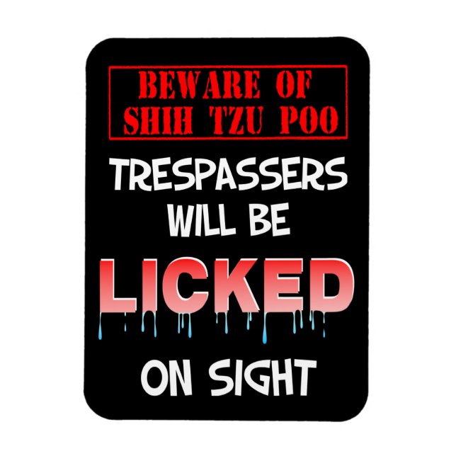 "Beware of Shih Tzu Poo" Magnet (Black) (Vertical)