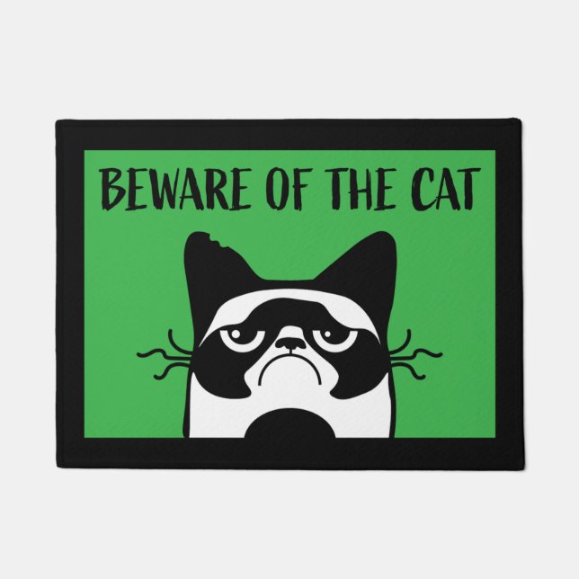 BEWARE OF THE CAT DOORMAT BATH MAT (Front)