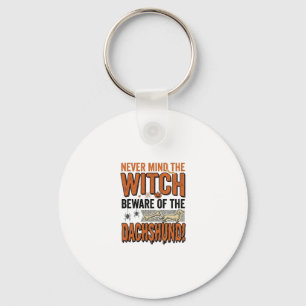 Beware Of The Dachshund Halloween Witch Shirt_1 Keychain
