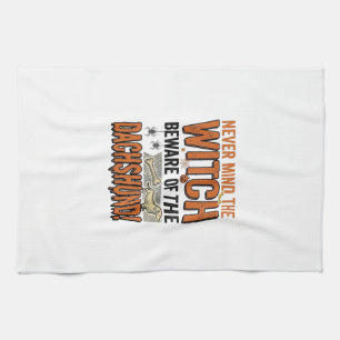Beware Of The Dachshund Halloween Witch Shirt_1 Kitchen Towel