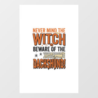 Beware Of The Dachshund Halloween Witch Shirt_1 Window Cling