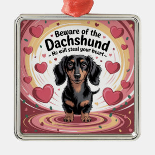 Beware Of The Dachshund Metal Ornament