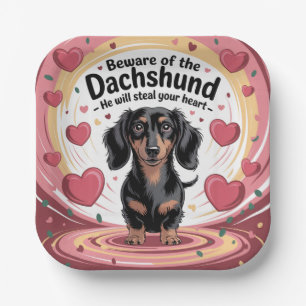 Beware Of The Dachshund Paper Plate