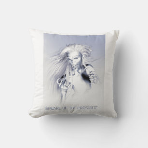 Beware of the Frostbite. Ice vampire Throw Pillow