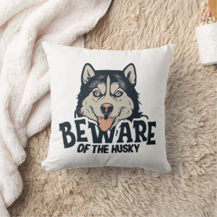 Beware of the Husky - Vintage Horror Movie Poster Throw Pillow