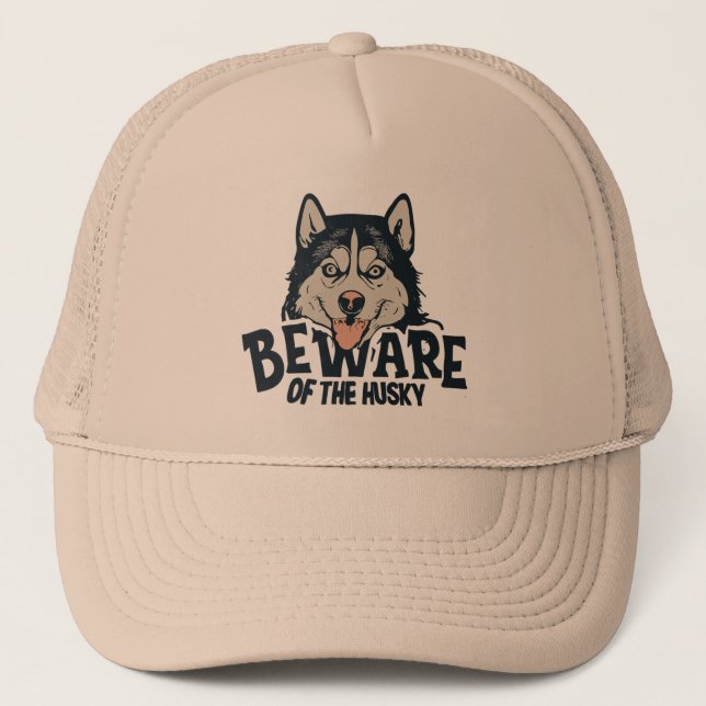 Beware of the Husky - Vintage Horror Movie Poster Trucker Hat (Front)