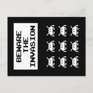 Beware of the invasion, geek design postcard