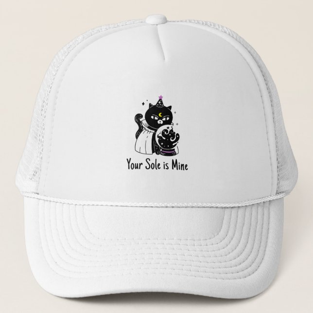 Beware of the night, child. all cats are black trucker hat (Front)