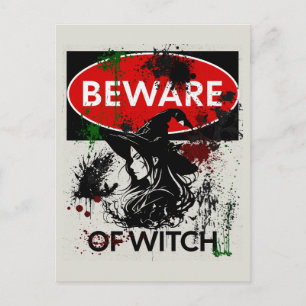 Beware of Witch Sign Postcard