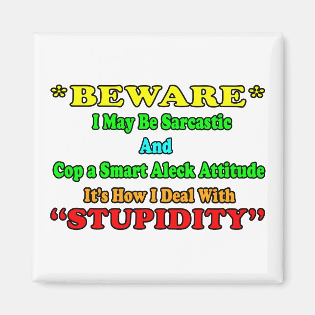 Beware Sarcastic Magnet (Front)