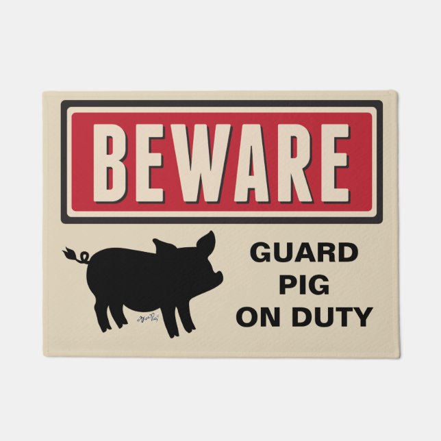 Beware Sign Doormat (Front)