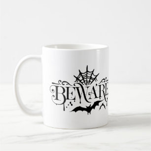 Beware, spiders and bats Halloween typography Coffee Mug