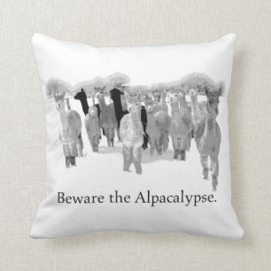 Beware The Alpacalypse - Funny Nerd Humour Pun Throw Pillow