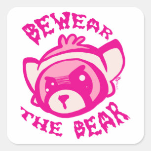 BEWARE THE BEAR Pullover Square Sticker