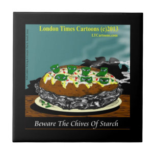 Beware the Chives of Starch – Funny Foodie Cartoon Tile