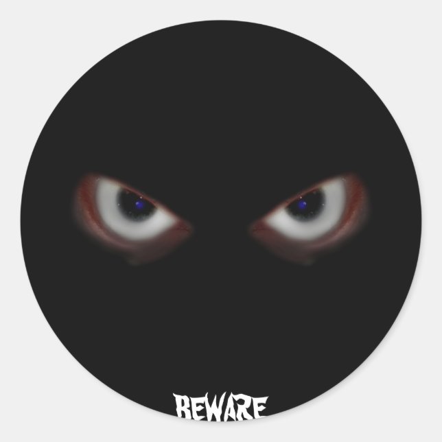 BEWARE THE EVIL EYES CLASSIC ROUND STICKER (Front)