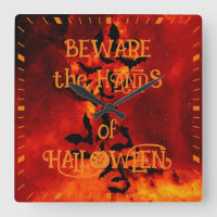 Beware the Hands of Halloween Bat Silhouette Fiery