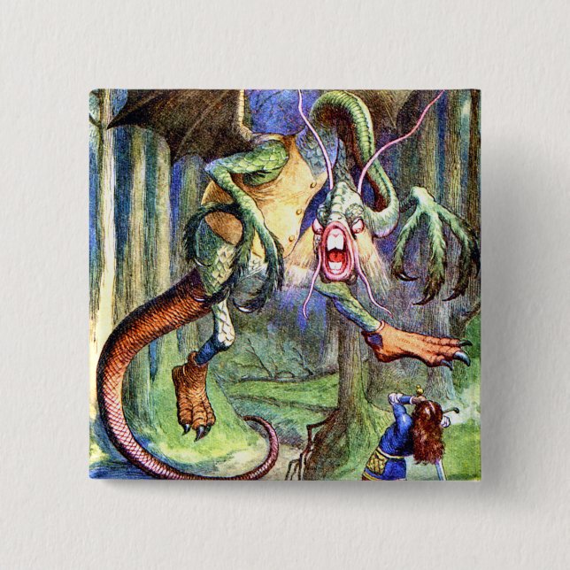 Beware the Jabberwock, My Son. The Jaws That Bite 2 Inch Square Button (Front)