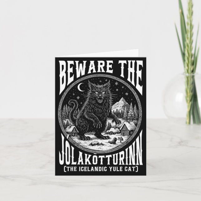 Beware The Jolakotturinn Yule Cat Icelandic Christ Card (Front)