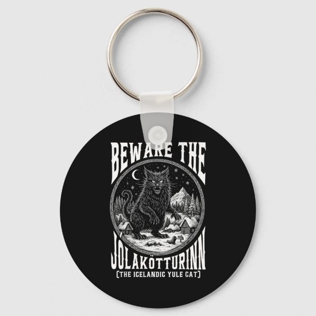 Beware The Jolakotturinn Yule Cat Icelandic Christ Keychain (Front)