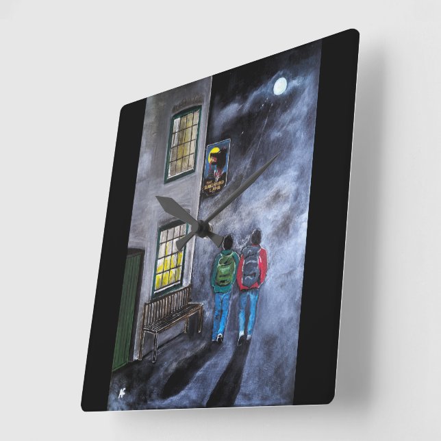 Beware the Moon Painting by Alfred Fox Square Wall Clock (Angle)