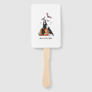 Beware the Night Spooky Nun Hand Fan