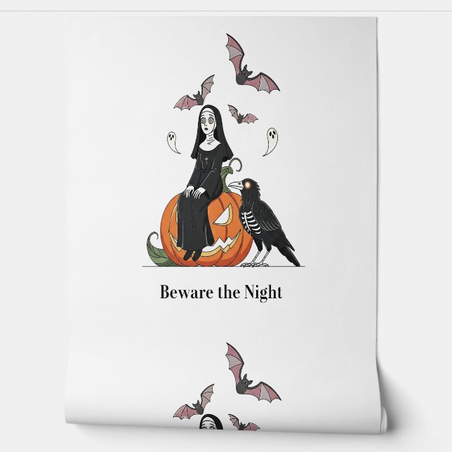 Beware the Night Spooky Nun Wallpaper (Unrolling)