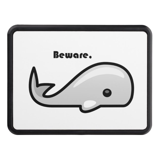 Beware the White Whale Cartoon Trailer Hitch Cover (Front)