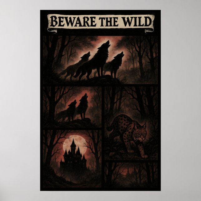 Beware the Wild – Gothic Forest Creatures Comic Poster (Front)