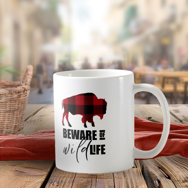 Beware Wild Life Buffalo Plaid ID669 Coffee Mug (Creator Uploaded)