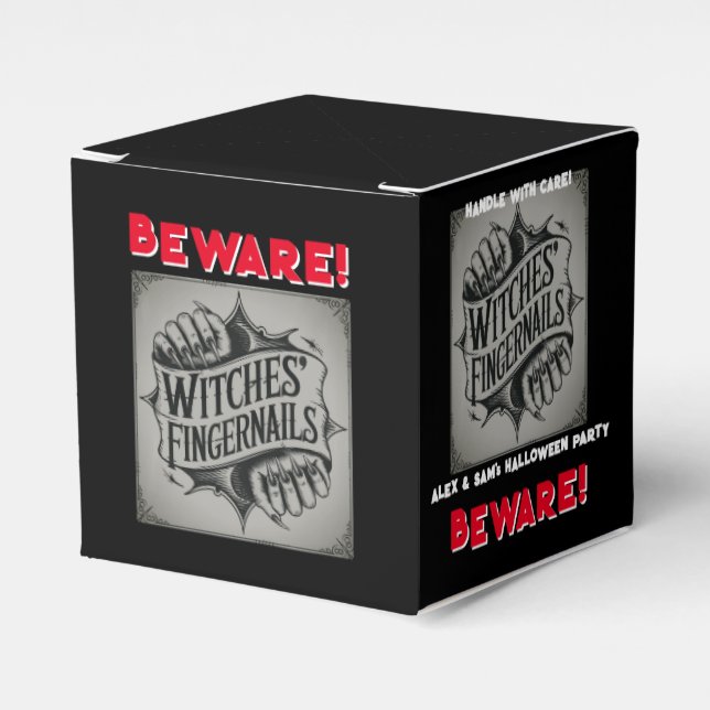 BEWARE! Witch Fingers Halloween Party Spooky Candy Favor Box (Front Side)