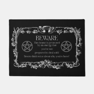 Beware Witch Protection Rug Upright Pentacle