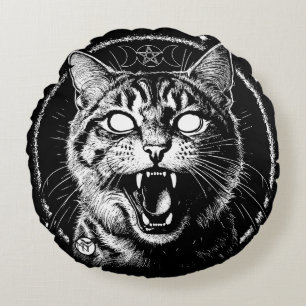Bewitched Tabby Round Pillow