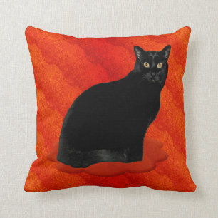 Bewitching Black Cat Throw Pillow