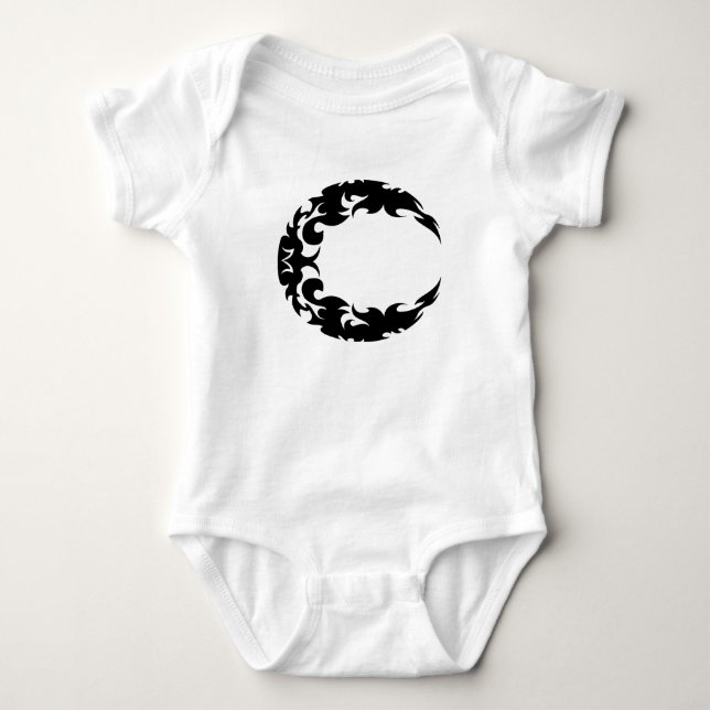 Bewitching Black Crescent Moon Silhouette Baby Bodysuit (Front)