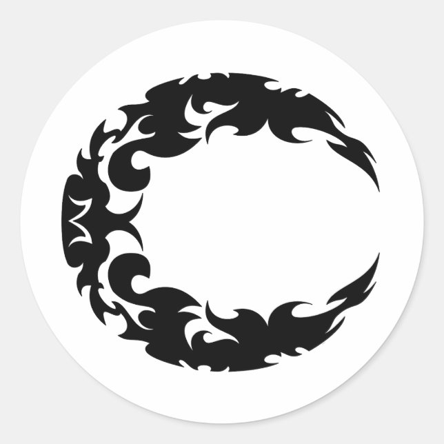 Bewitching Black Crescent Moon Silhouette Classic Round Sticker (Front)