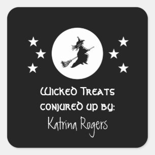 Bewitching Halloween Baking Label Stickers, Black