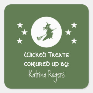 Bewitching Halloween Baking Label Stickers, Green