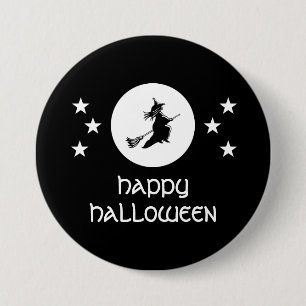 Bewitching Halloween Button, Black 3 Inch Round Button