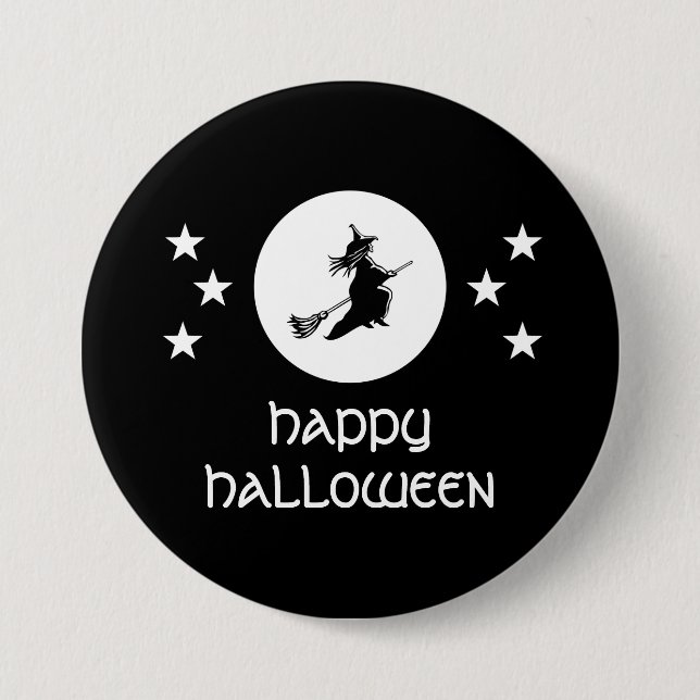 Bewitching Halloween Button, Black 3 Inch Round Button (Front)