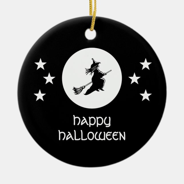 Bewitching Halloween Ornament, Black Ceramic Ornament (Front)