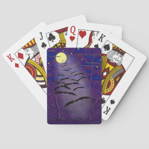Bewitching Hour with Full Moon and Bats Halloween Playing Cards