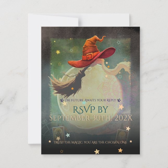 Bewitching Night Celestial Halloween RSVP Card (Front)
