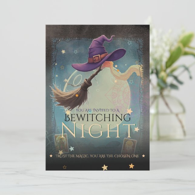 Bewitching Nuit Witchy Tarot Invitation Halloween (Debout devant)