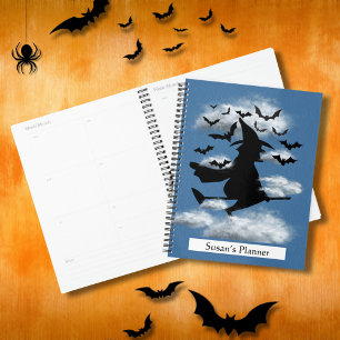 Bewitching Witch and Bats Halloween Spiral Planner