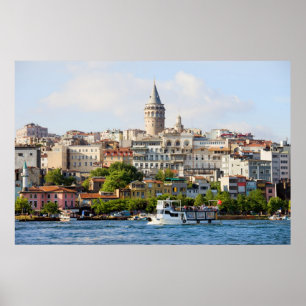 Beyoglu District and Galata Tower in Istanbul Poster