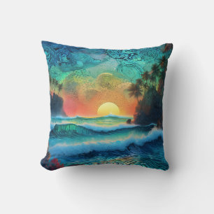 Beyond Blues Seascape Throw Pillow