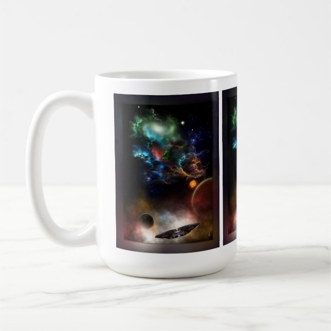 Beyond Space & Time Fractal Art II Spacescape Coffee Mug (Left)