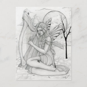 Beyond Time - fairy with harp Postcard