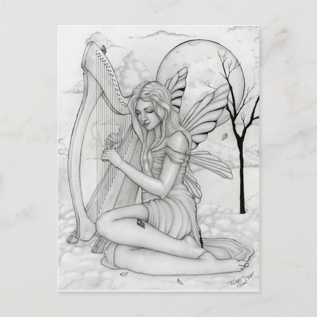 Beyond Time - fairy with harp Postcard (Front)